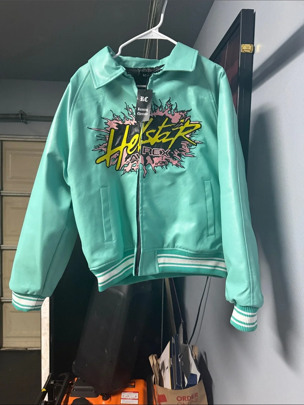 Avirex Mint Green Graphic Bomber Jacket